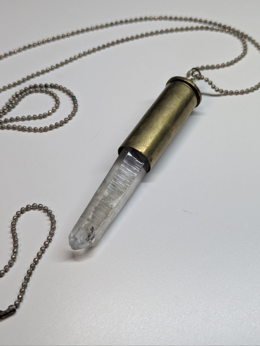 Crystal Bullet Casing Pendant Necklace